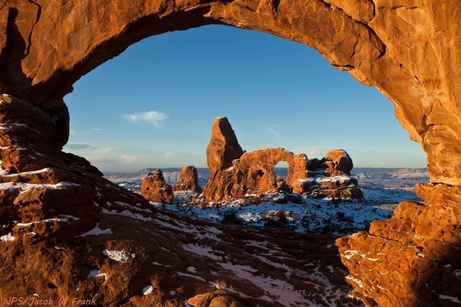 Turret Arch Framed by North Window